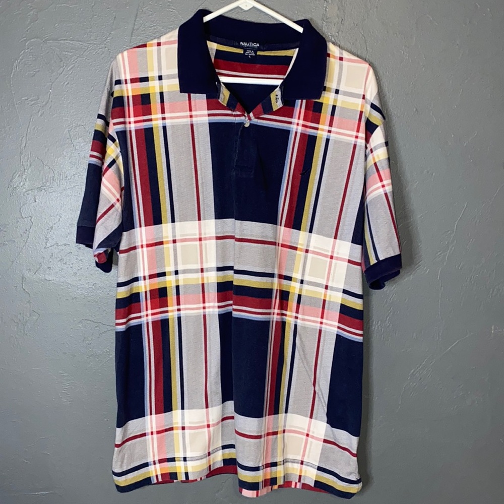Mens Nautical Collard Plaid Shirt